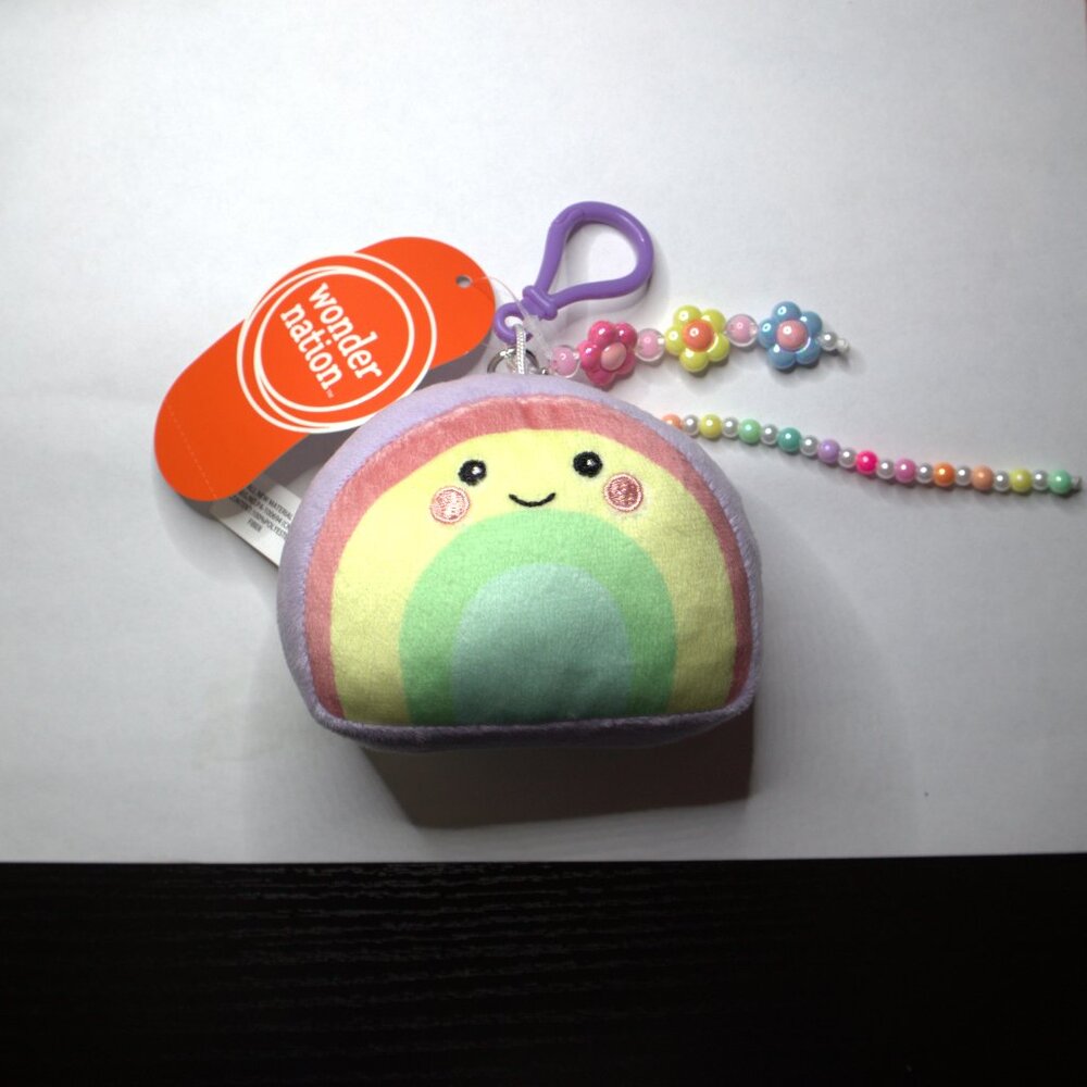 Wonder Nation | Girls Rainbow Plush & Ice Cream Cone Plush Bag Charms